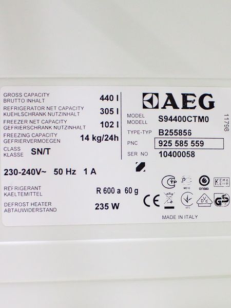 Холодильник двокамерний AEG S94400CTM0 305+102л 235w sn 10400058 000024077 фото