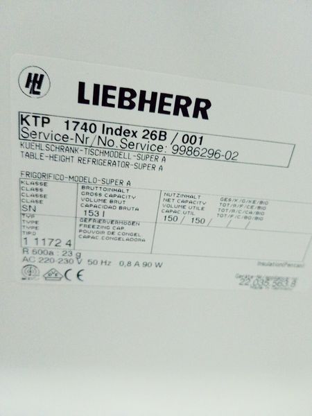 Холодильник однокамерний Liebherr KTP 1740 Index 26B 001 150л 90w sn 220355638_номер 21_82 партія 2 000040169 фото
