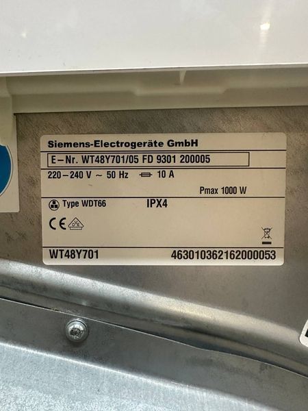 Сушильна машина Siemens iQ800 WT48Y701 05 1000W 8кг sn 9301200005 000053644 фото