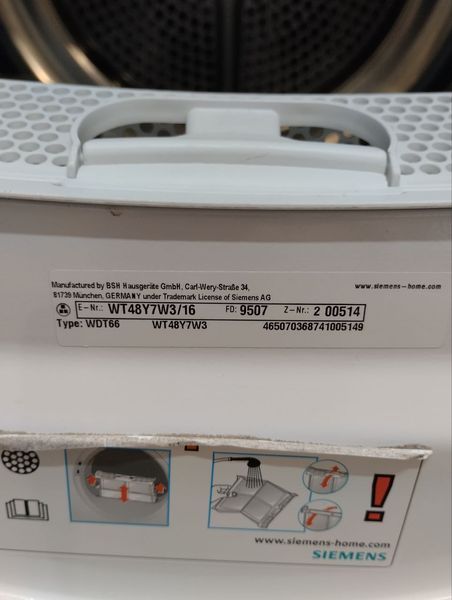 Сушильна машина Siemens WT48Y7W3 8 кг sn 200514 000046908 фото