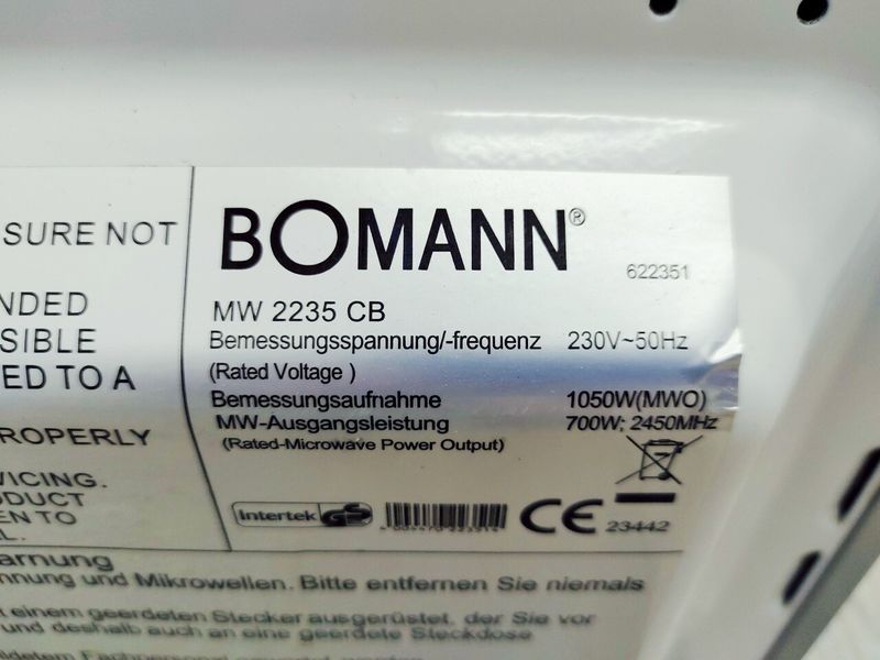 Мікрохвильова піч Bomann MW 2235 CB 1050w 000044993 фото