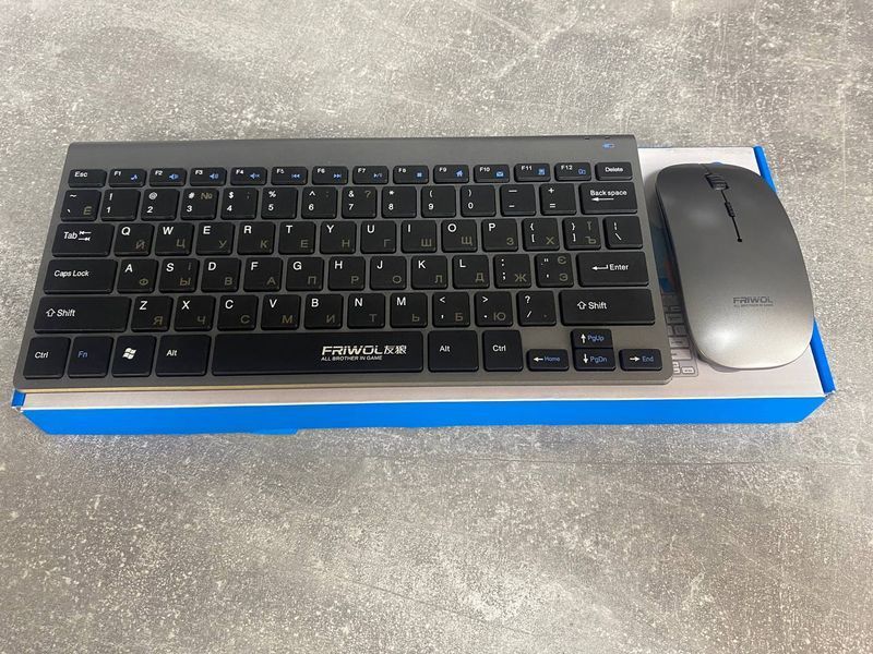 омплект клавіатура та миша бездротова USB TRY WT110 Wireless чорно сіра 000048133 фото