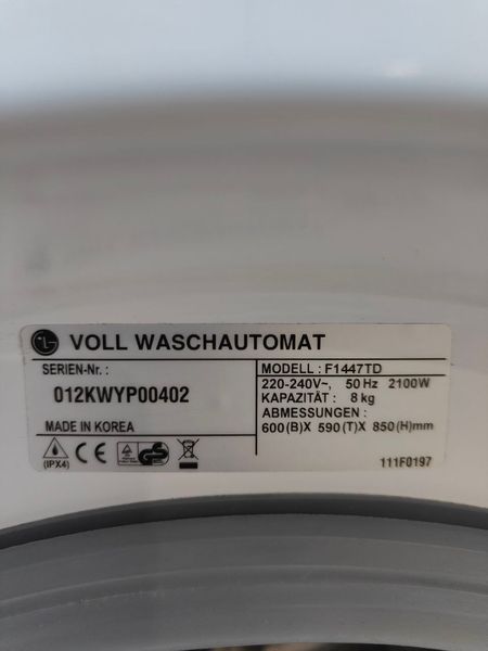 Пральна машина LG F1447TD 2100W 8кг sn 012KWYP00402 000051183 фото