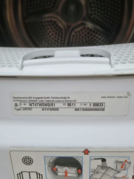 Сушильна машина Siemens IQ700 WT47W5W0 01 1000w 8 кг sn 9611 200633 000041135 фото