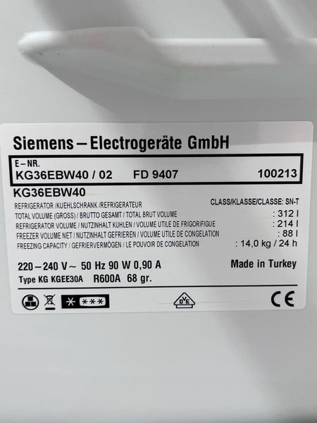 Холодильник двухкамерный Siemens KG36EBW40 02 000038307 фото