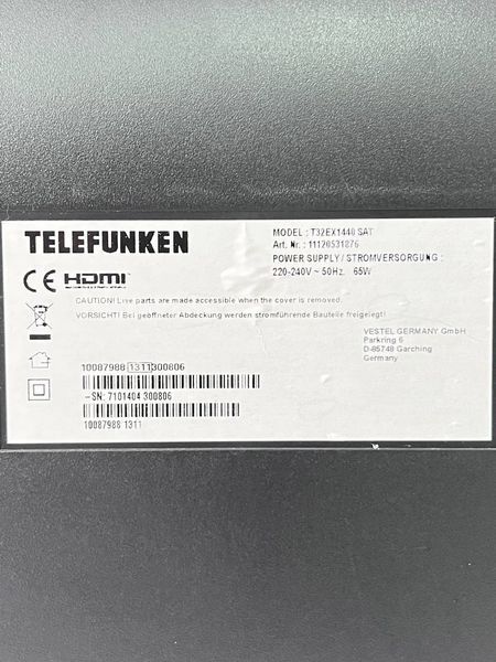 ТБ 32 Telefunken T32EX1440 SAT LCD HD WiFi 65w sn 7101404300806 000040080 фото