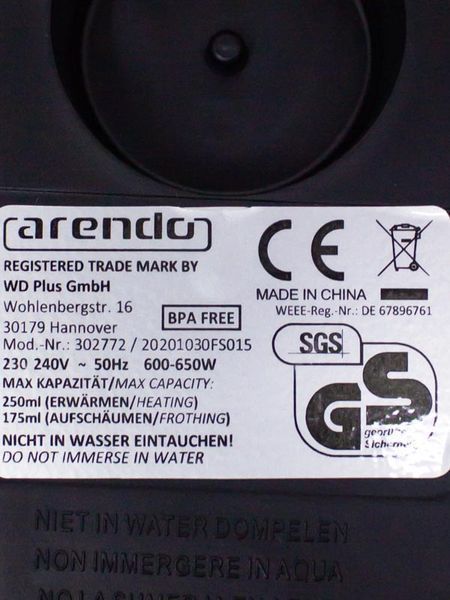 Спінювач молока Arendo 302772 650w продам LPNHE548971736 49е 000026877 фото