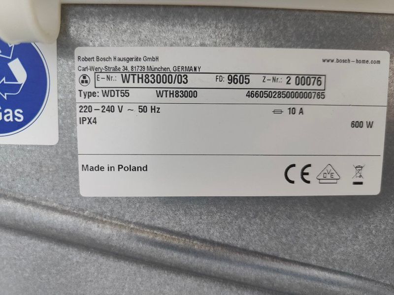Сушильная машина Bosch Serie4 WTH83000 03 600W 8кг sn 200076 000052718 фото