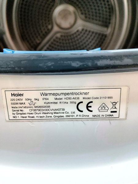 Сушильная машина Haier HD80A636 550w 9 кг sn CFC679EOHOOCVNAK0739 000046147 фото