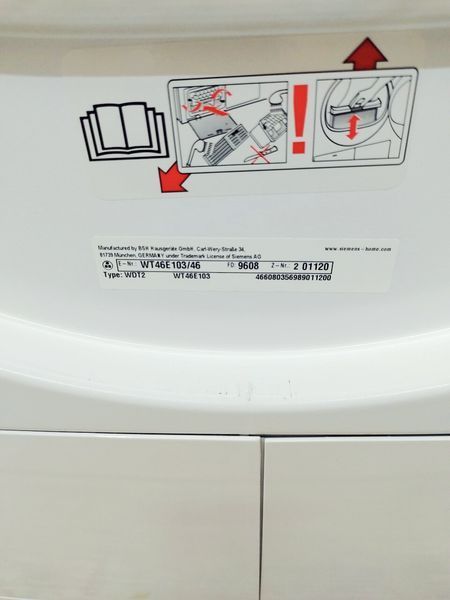 Сушильна машина Siemens IQ300 WT46E103 46 2800w 7 кг sn 9608 201120 000044299 фото