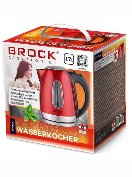 Електрочайник Brock WK 06 RD 2200w 1700мол Red 000044588 фото