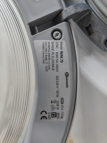 Пральна машина Bauknecht WAK73 2100W 7кг sn 858354103010 000053425 фото