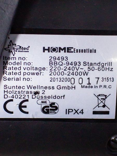 Гриль електричний з підставкою на ніжках Suntec BBQ 9493 Standgrill 2400w LPNHK066528278 150е 000031233 фото