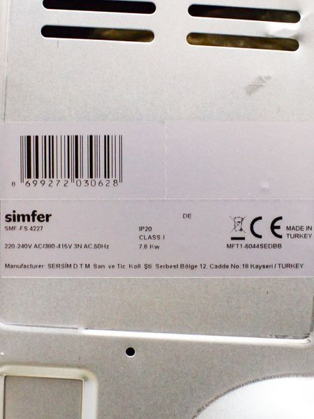 Електродуховка Simfer SMF FS 4227 7600w 000031308 фото
