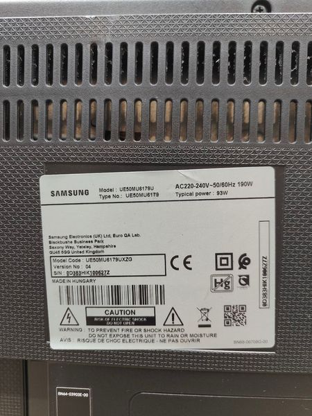 Телевизор Samsung UE50MU6179U 190W sn 0D383HIK100627Z 000050550 фото