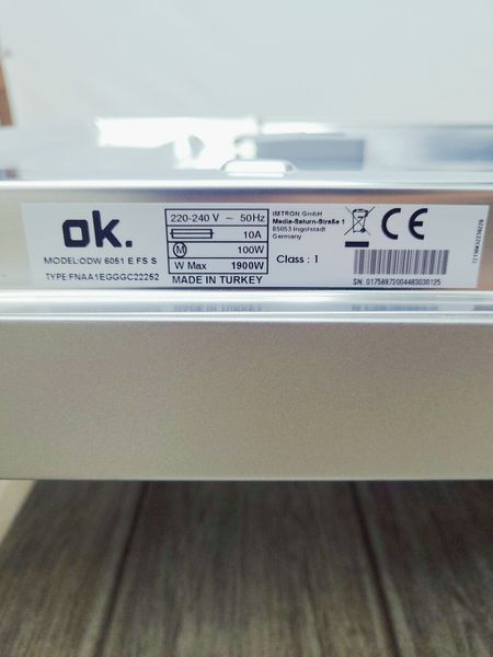 Посудомийна машина OK ODW 6051 E FS 1900w 12 персон sn 01758872004483030125_п 4 н 207 000041762 фото