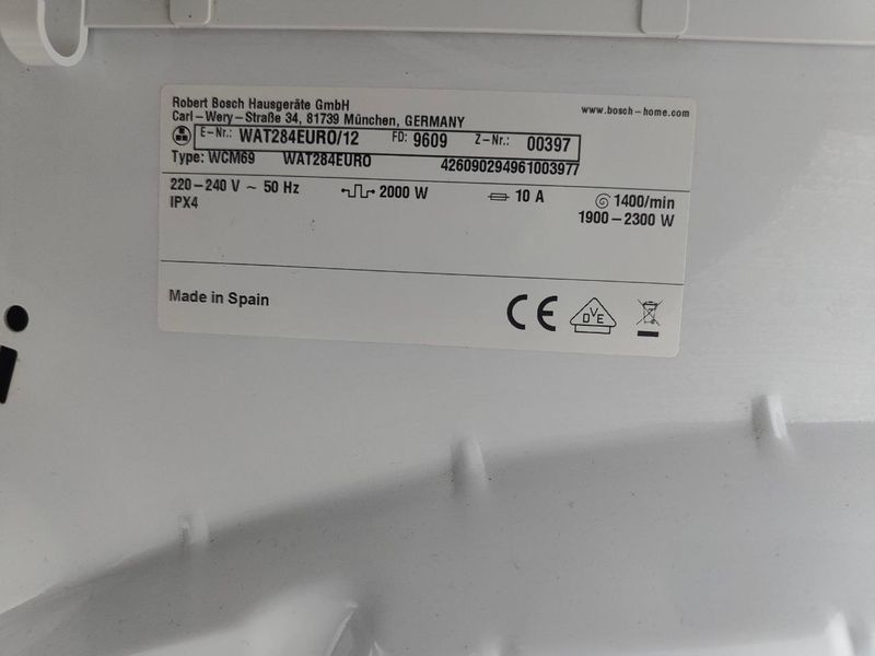 Пральна машина Bosch Serie 6 EcoSilence Drive WAT284EURO 12 2300W 9 кг sn 00397 000052264 фото