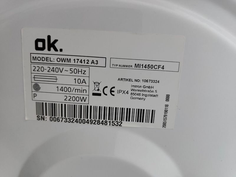 Пральна машина OK OWM 17412 A3 2200W 7кг sn 00673324004928481532 000053065 фото