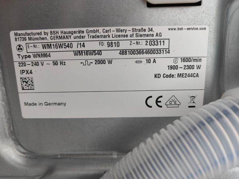 Пральна машина Siemens iQ 700 WM16W540 2000W 7кг sn 9810203311 000051958 фото