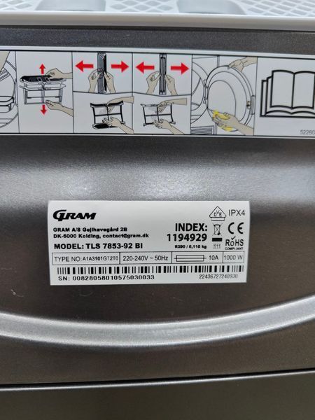 Сушильная машина Gram TLS7853 92 BI 1000W 8кг sn 00828058010575030033 n568 000051874 фото