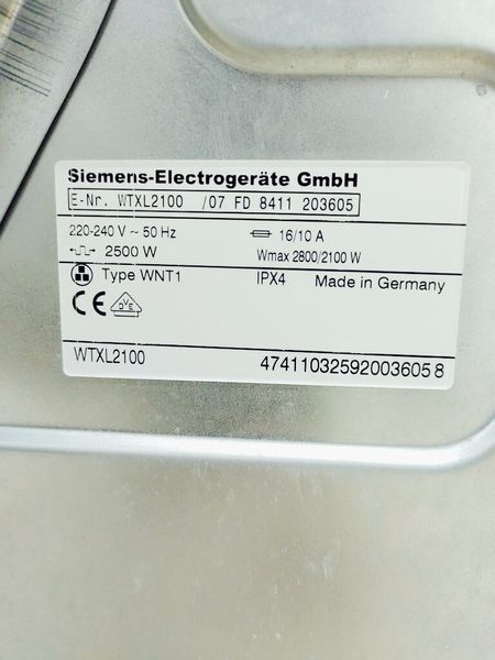 Сушильна машина Siemens WTXL2100 07 2800w 7 кг sn 8411 203605 000038274 фото