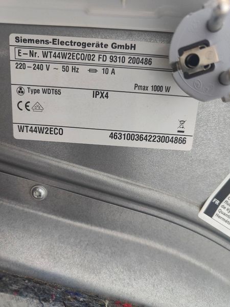 Сушильна машина Siemens WT44W2ECO02 1000W sn 200486 000050719 фото