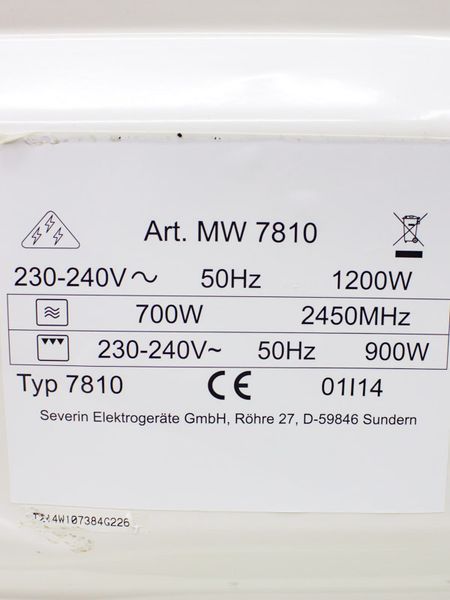 Мікрохвильова піч Severin MW 7810 1200w гриль 900w sn 4W107384G2264 000032218 фото