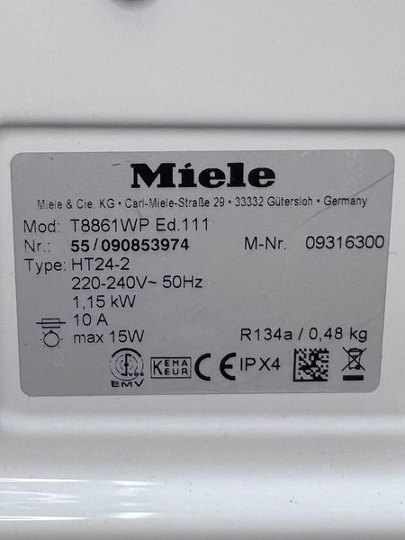 Сушильна машина Miele T8861WP 1150w 7 кг sn 55090853974 315е 000039522 фото