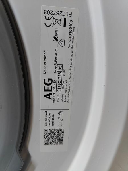 Пральна машина AEG 7000 Series Lavamat L7FBG61480 2000W 8кг sn 40100106 000051592 фото