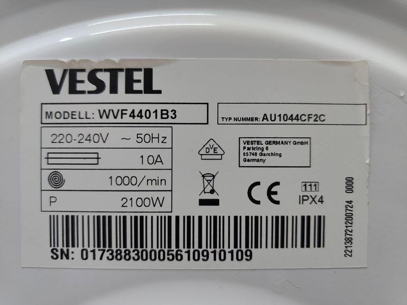Стиральная машина Vestel WVF4401B3 2100W 6kg sn 10910109 000050736 фото