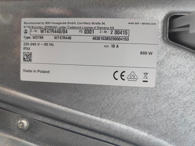 Сушильная машина Siemens WT47R44004 600W sn 030100415 000051438 фото
