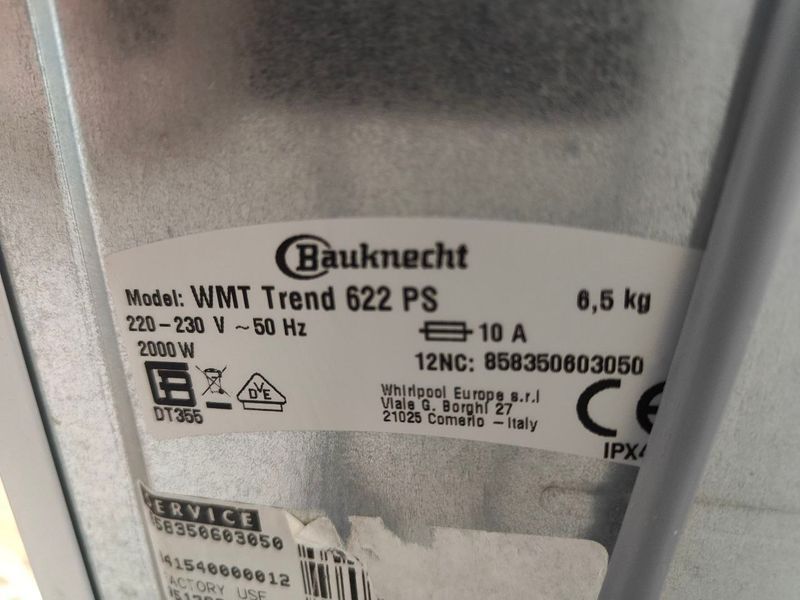 Пральна машина вертикальна Bauknecht WMT Trend 622 PS 2000W 6.5кг sn 858350603050 000053443 фото