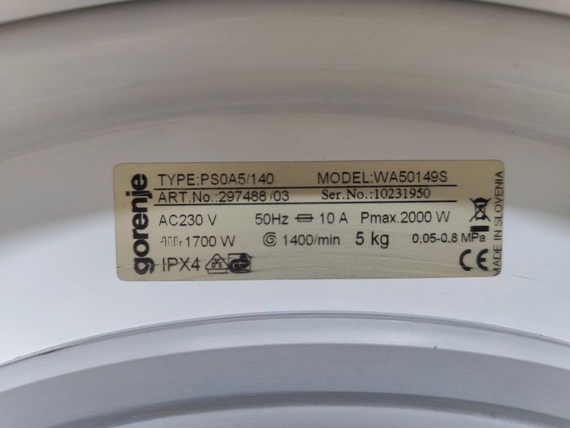 Пральна машина Gorenje WA50149S 2200W 5кг sn 10231950 000051152 фото
