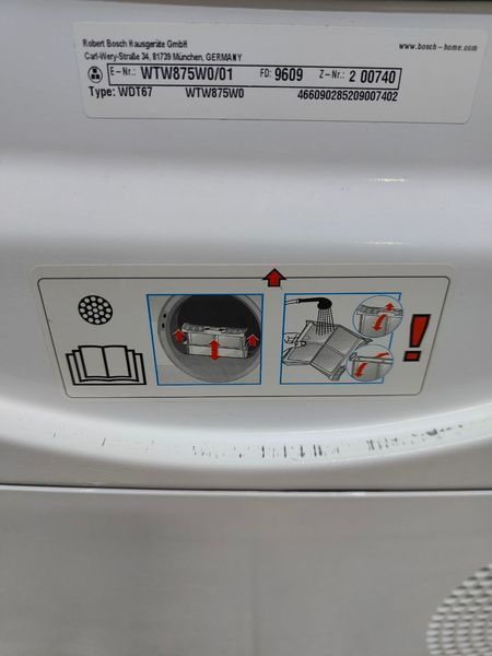 Сушильная машина Bosch Serie 8 WTW875W0 1000W sn 00740 000051965 фото