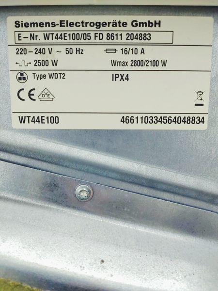 Сушильна машина Siemens WT44E100 05 2800w 7 кг sn 8611 204883 000038276 фото