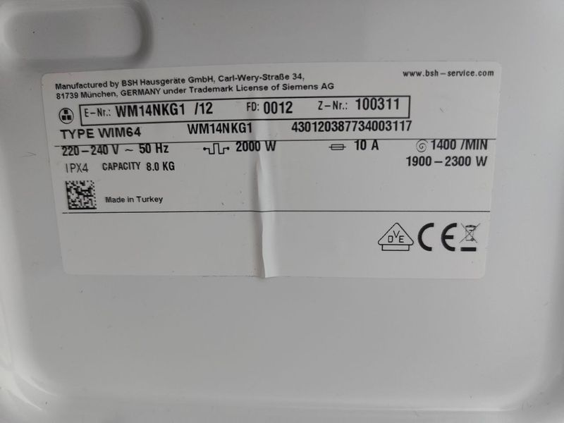 Пральна машина Siemens IQ 300 WM14NKG1 12 2300W 7 кг sn 100311 000052267 фото