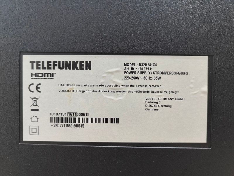 Телевізор 32 Telefunken D32H281X4 LED HD Ready 65w sn 7711559608615 000052209 фото