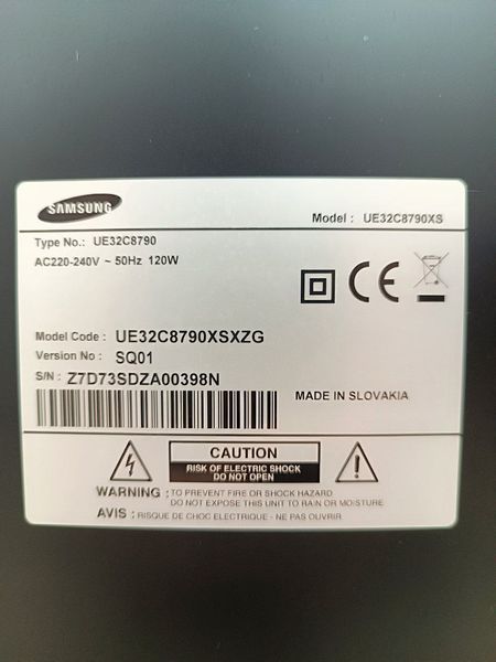 Телевізор UE32C8790XSXZG 120W sn Z7D73SDZA00398N 000049606 фото