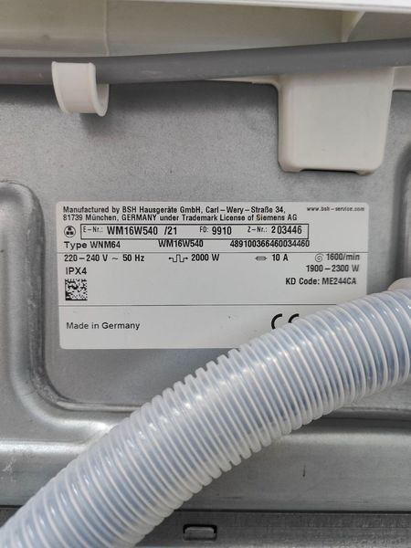 Пральна машина Siemens iQ 700 WM16W540 2000W 8кг sn 03446 000051969 фото