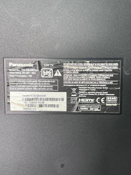 ТБ 39 Panasonic TX 39AW304 LCD T2 Full HD 75w sn 27283913400289 000039262 фото