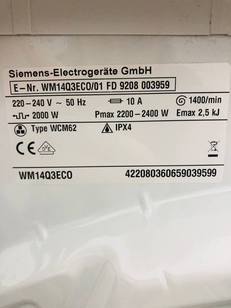 Стиральная машина Siemens WM14Q3ECO 01 000040813 фото
