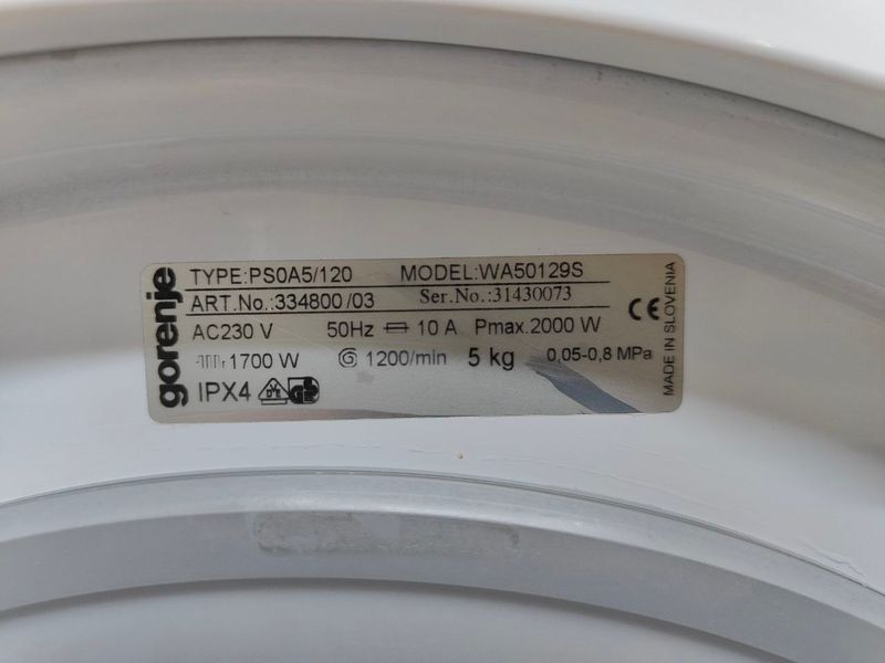 Пральна машина Gorenje WA50129S 2000W 5кг sn 31430073 000053069 фото