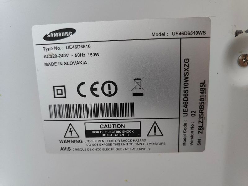 Телевизор Samsung UE46D6510WS 150W sn Z8LZ3SRB501485L 000050559 фото