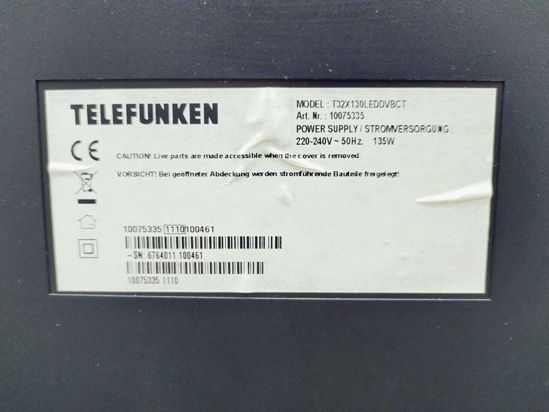 ТБ 32 Telefunken T32X130LEDDVBCN HD 135w sn 100461 000045272 фото