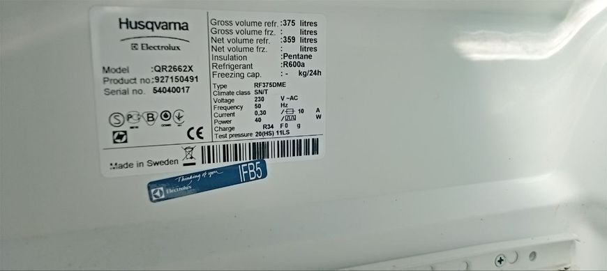 Холодильник однокамерный Husqvama QR2662X 40W 359л sn 54040017 n 457 000049668 фото