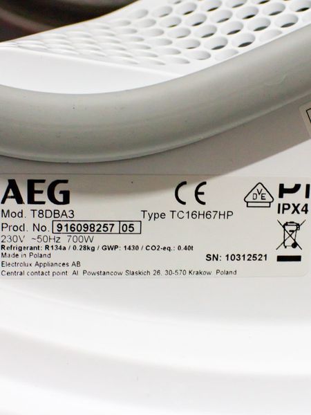 Сушильна машина AEG T8DBA3 700w 8 кг sn 10312521 000031754 фото