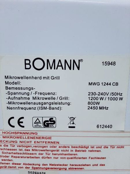 Микроволновая печь Bomann MWG 1244 CB 000034661 фото