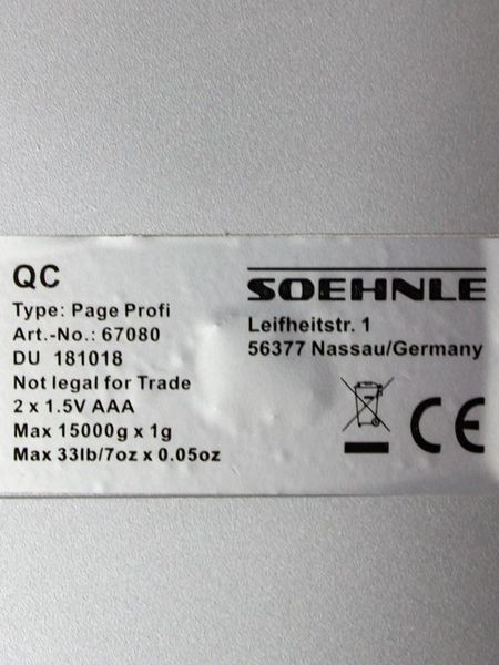 Ваги кухонні професійні Soehnle Page Profi 67080 15кг стік LPNHE430095262 29е 000023815 фото