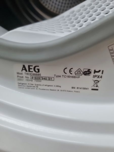 Сушильна машина AEG 8000 Series T8DE86685 700w 8 кг sn 81413041 000041138 фото