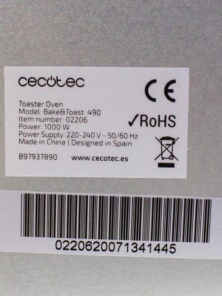 Міні піч Cecotec Bake and Toast 490 02206 10л 1000w новий LPNHE536568867 49е 000027321 фото